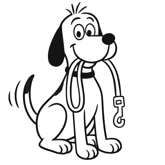 DR Dog with leash no background